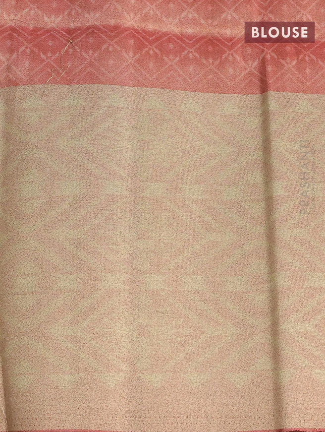 Semi matka saree peacock blue and pink shade with plain body and zari woven ikat style border - {{ collection.title }} by Prashanti Sarees