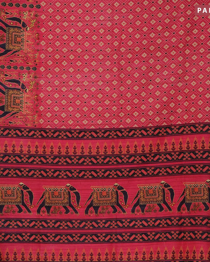Semi matka saree pink with allover kalamkari prints and zari woven border - {{ collection.title }} by Prashanti Sarees