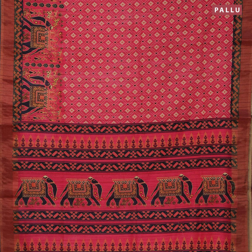 Semi matka saree pink with allover kalamkari prints and zari woven border - {{ collection.title }} by Prashanti Sarees