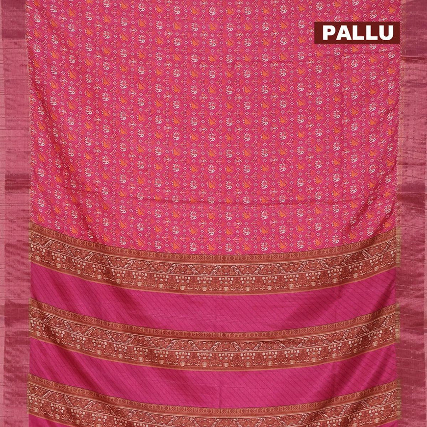 Semi matka saree pink with allover patola prints and zari woven border - {{ collection.title }} by Prashanti Sarees