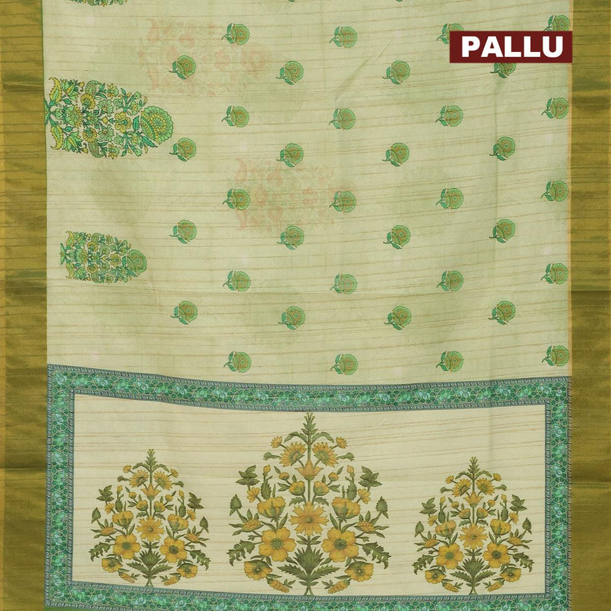Semi matka saree pista green with floral butta prints and zari woven border - {{ collection.title }} by Prashanti Sarees