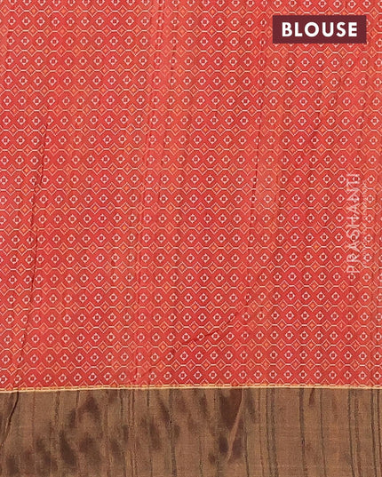 Semi matka saree red and brown with patola prints and zari woven border - {{ collection.title }} by Prashanti Sarees