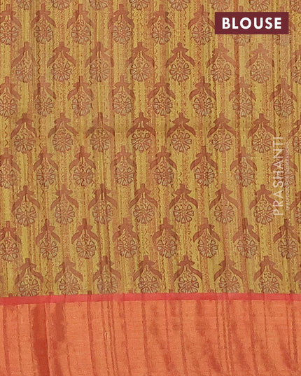 Semi matka saree sandal and maroon with allover kalamkari prints and zari woven border - {{ collection.title }} by Prashanti Sarees