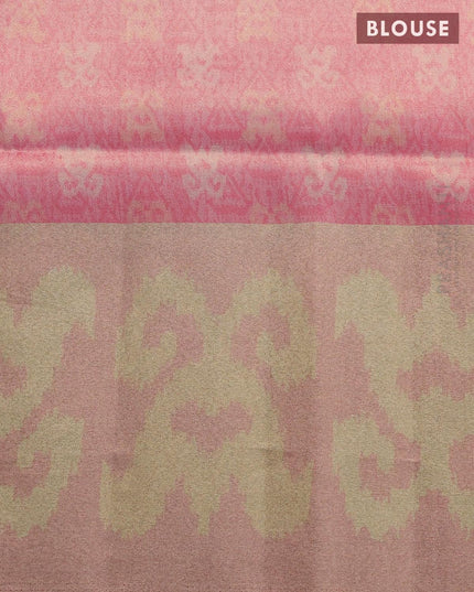 Semi matka saree sap green shade and pink with plain body and zari woven ikat style border - {{ collection.title }} by Prashanti Sarees