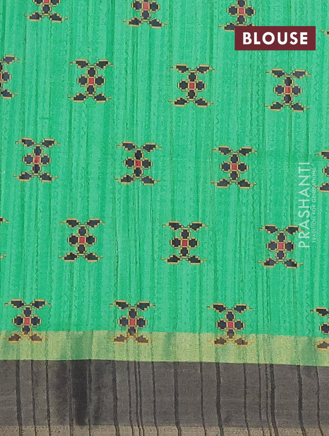 Semi matka saree teal green and red with allover kalamkari prints and zari woven border - {{ collection.title }} by Prashanti Sarees