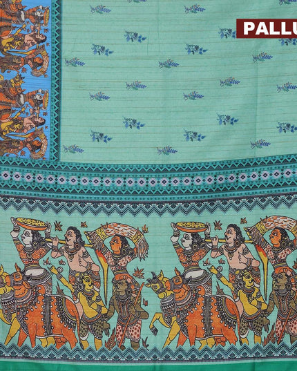 Semi matka saree teal green shade and blue with floral butta prints and zari woven border - {{ collection.title }} by Prashanti Sarees