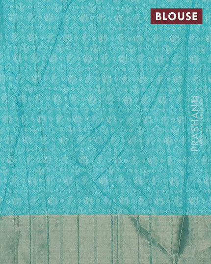 Semi matka saree teal green shade with allover patola prints and zari woven border - {{ collection.title }} by Prashanti Sarees