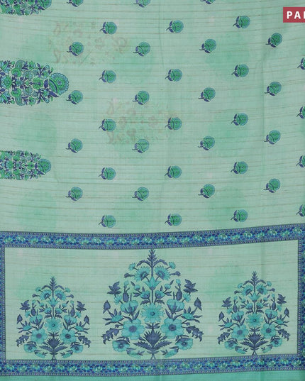 Semi matka saree teal green shade with floral butta prints and zari woven border - {{ collection.title }} by Prashanti Sarees