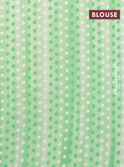 Semi orangza saree off white and green with allover ikat prints & embroidery buttas and crocia lace border - {{ collection.title }} by Prashanti Sarees