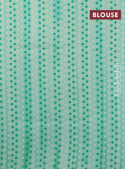 Semi orangza saree off white and teal blue with allover ikat prints & embroidery buttas and crocia lace border - {{ collection.title }} by Prashanti Sarees