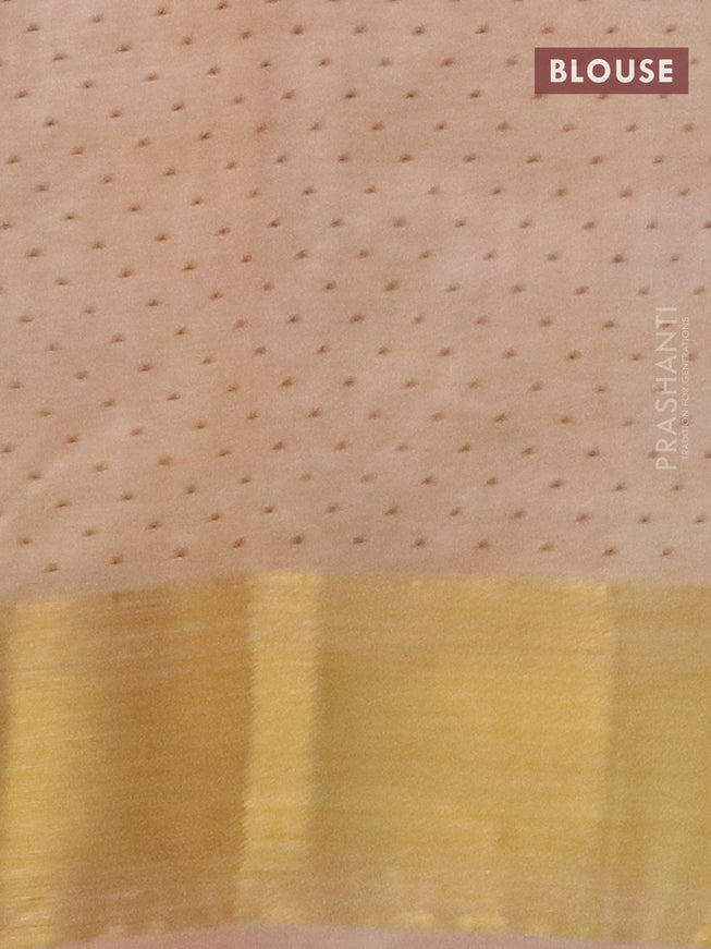 Semi raw silk saree beige with allover geometric prints and zari woven border - {{ collection.title }} by Prashanti Sarees