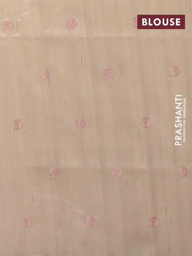 Semi raw silk saree chikku shade with embroidery work buttas and embroidery work border - {{ collection.title }} by Prashanti Sarees