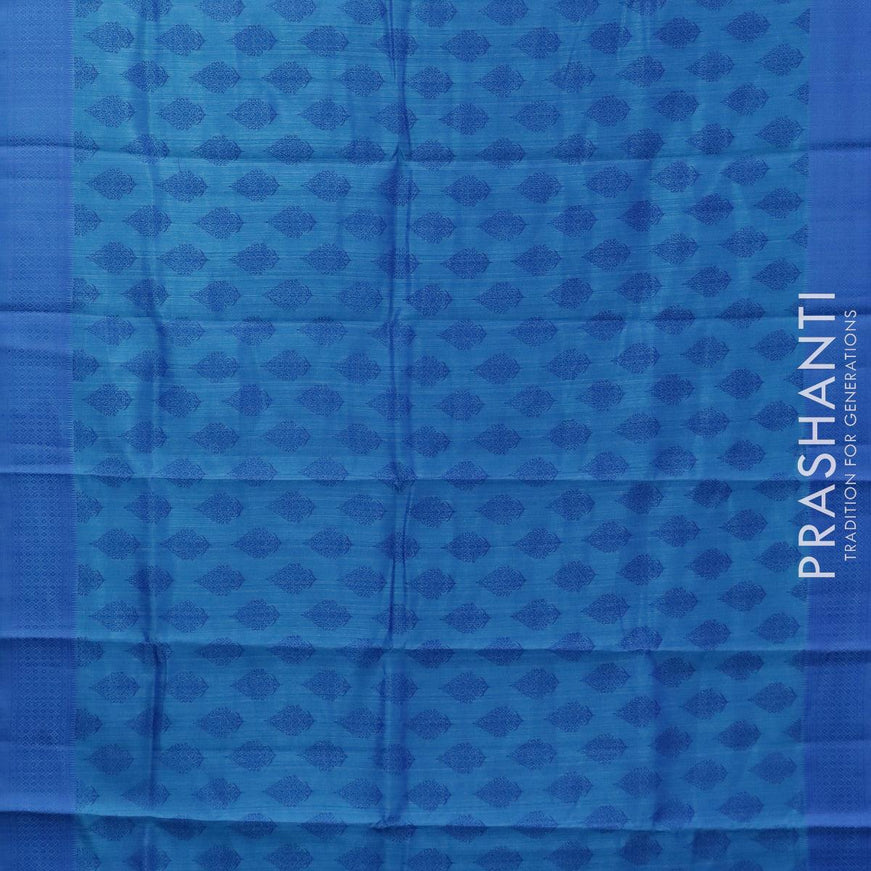 Semi raw silk saree cs blue with butta prints and woven border - {{ collection.title }} by Prashanti Sarees