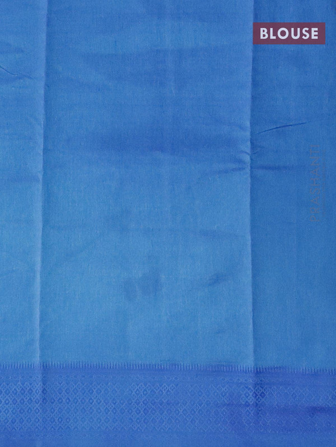Semi raw silk saree cs blue with butta prints and woven border - {{ collection.title }} by Prashanti Sarees