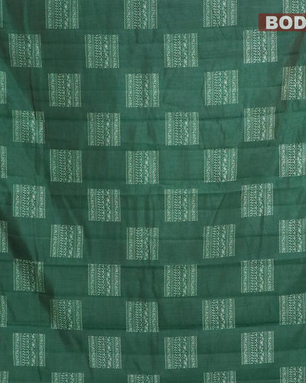 Semi raw silk saree dark green with box type butta prints and pink zari woven border - {{ collection.title }} by Prashanti Sarees