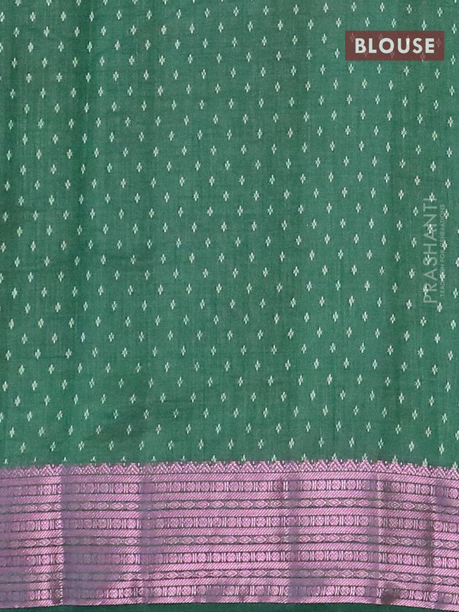 Semi raw silk saree dark green with box type butta prints and pink zari woven border - {{ collection.title }} by Prashanti Sarees