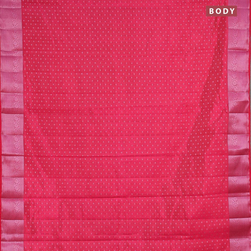 Semi raw silk saree dark pink with allover pink zari woven 1000 buttas and pink zari woven border - {{ collection.title }} by Prashanti Sarees