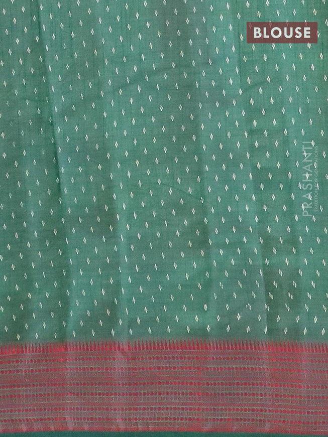 Semi raw silk saree green and maroon with box type butta prints and thread woven border - {{ collection.title }} by Prashanti Sarees