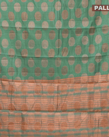 Semi raw silk saree green shade with copper zari woven buttas and copper zari woven border - {{ collection.title }} by Prashanti Sarees