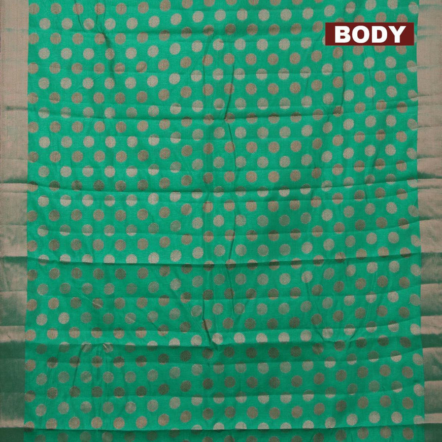 Semi raw silk saree green with allover copper zari woven buttas and copper zari woven border - {{ collection.title }} by Prashanti Sarees