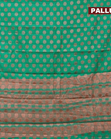 Semi raw silk saree green with allover copper zari woven buttas and copper zari woven border - {{ collection.title }} by Prashanti Sarees