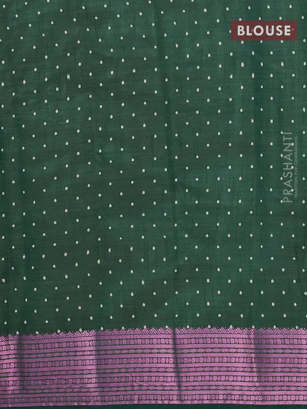 Semi raw silk saree green with box type butta prints and pink zari woven border - {{ collection.title }} by Prashanti Sarees