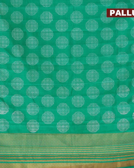 Semi raw silk saree green with butta prints and temple design zari zari woven border - {{ collection.title }} by Prashanti Sarees