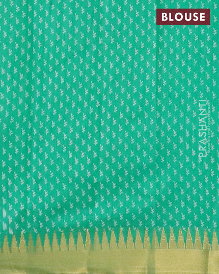 Semi raw silk saree green with butta prints and temple design zari zari woven border - {{ collection.title }} by Prashanti Sarees