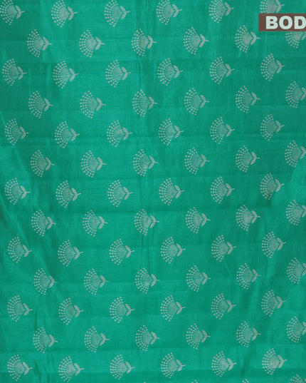 Semi raw silk saree green with floral butta prints with woven border - {{ collection.title }} by Prashanti Sarees