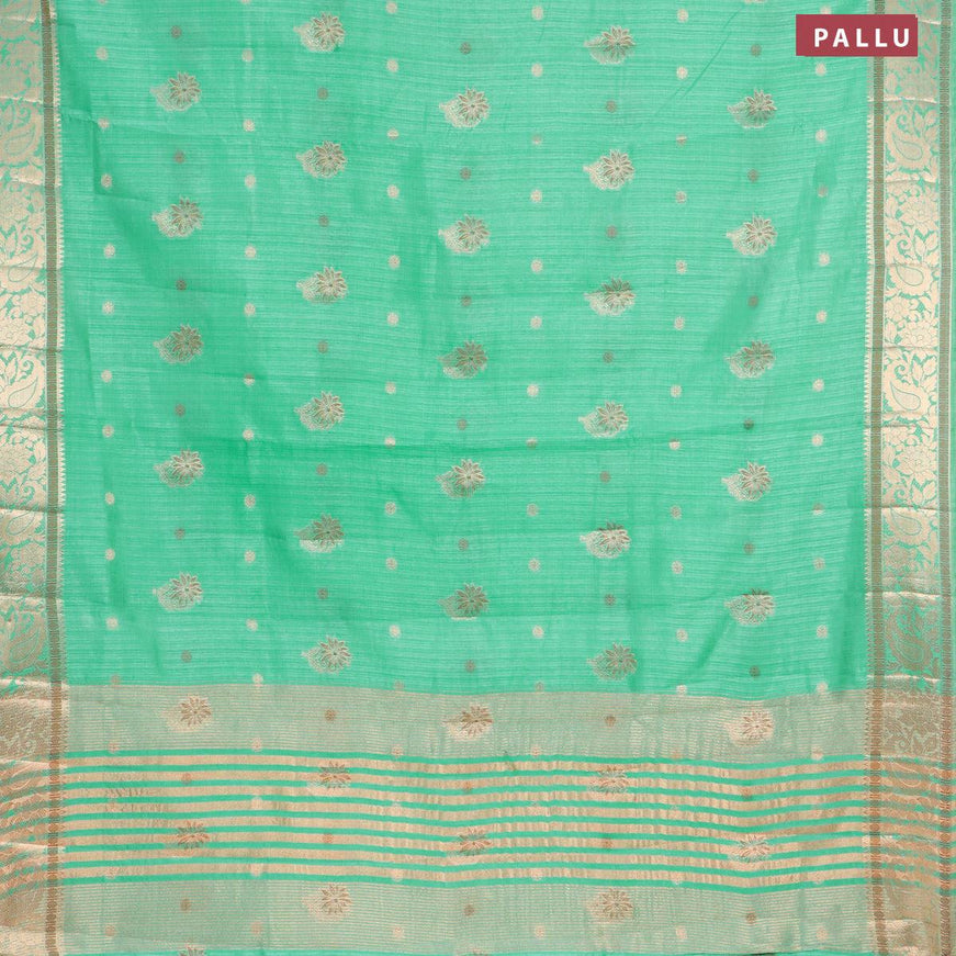Semi raw silk saree green with zari woven floral buttas and zari woven border - {{ collection.title }} by Prashanti Sarees
