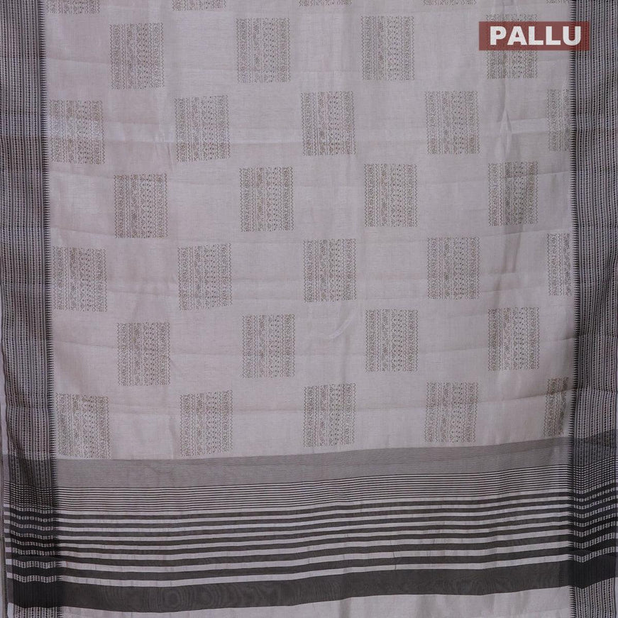 Semi raw silk saree grey and dark grey with box type butta prints and thread woven border - {{ collection.title }} by Prashanti Sarees