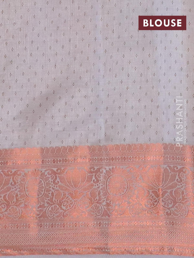 Semi raw silk saree grey shade with allover butta prints and long copper zari woven border - {{ collection.title }} by Prashanti Sarees