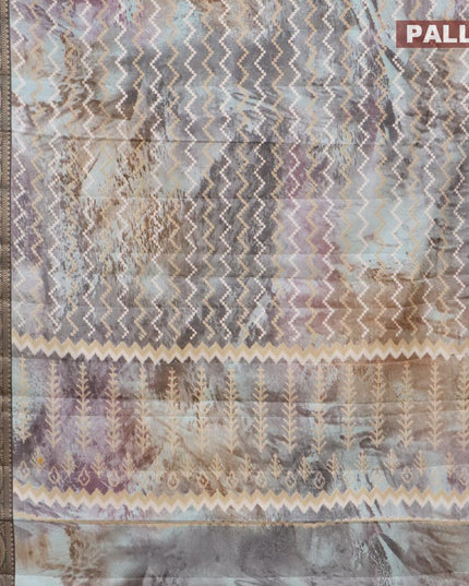 Semi raw silk saree grey shade with allover zig zag prints and zari woven border - {{ collection.title }} by Prashanti Sarees