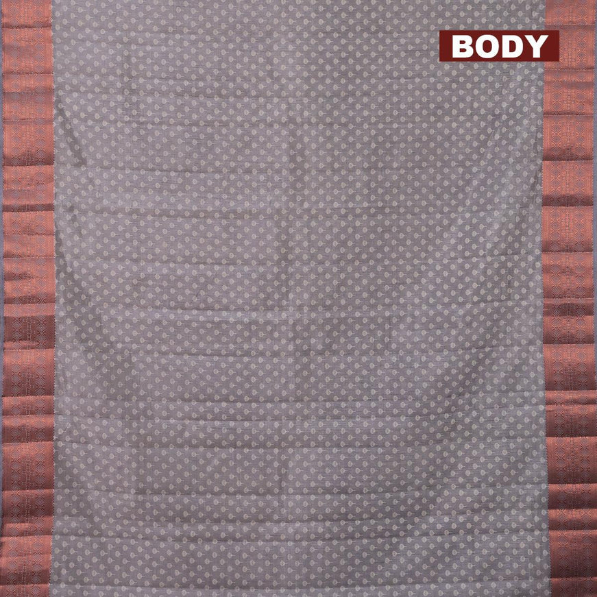 Semi raw silk saree grey with allover butta prints and copper zari woven border - {{ collection.title }} by Prashanti Sarees