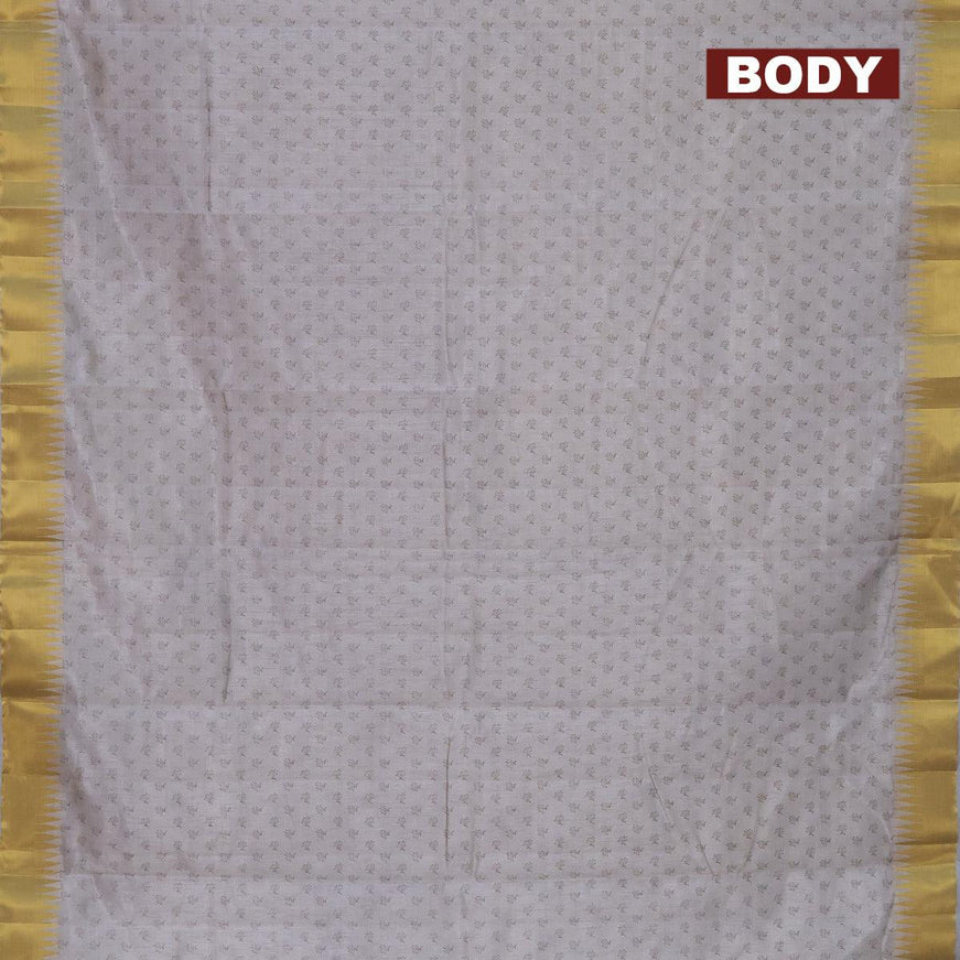 Semi raw silk saree grey with allover butta prints and temple design zari woven border - {{ collection.title }} by Prashanti Sarees