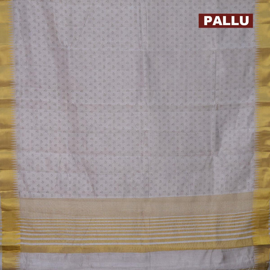 Semi raw silk saree grey with allover butta prints and temple design zari woven border - {{ collection.title }} by Prashanti Sarees