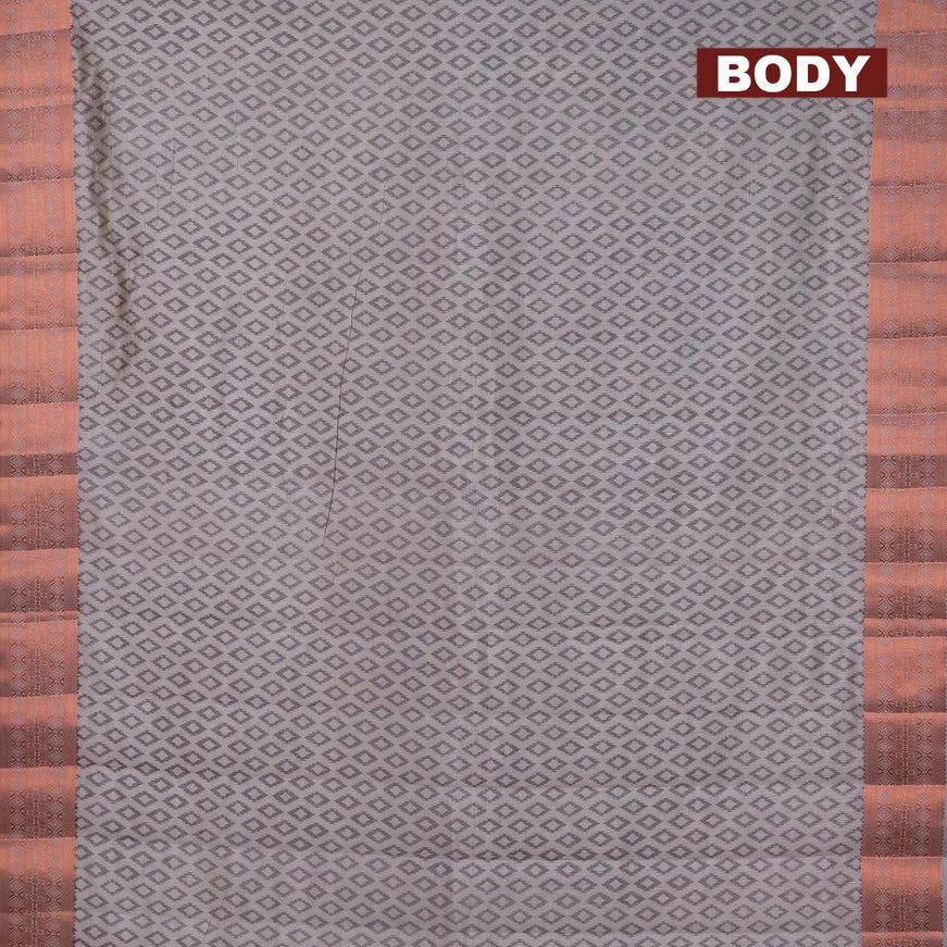 Semi raw silk saree grey with allover ikat butta prints and copper zari woven border - {{ collection.title }} by Prashanti Sarees
