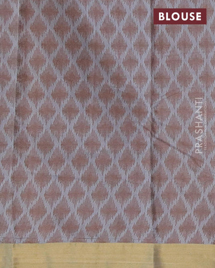 Semi raw silk saree grey with allover thread weaves and zari woven border - {{ collection.title }} by Prashanti Sarees