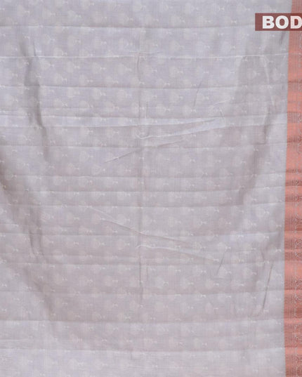 Semi raw silk saree grey with butta prints and copper zari woven border - {{ collection.title }} by Prashanti Sarees