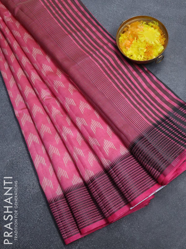 Semi raw silk saree light pink with ikat butta prints and woven border - {{ collection.title }} by Prashanti Sarees