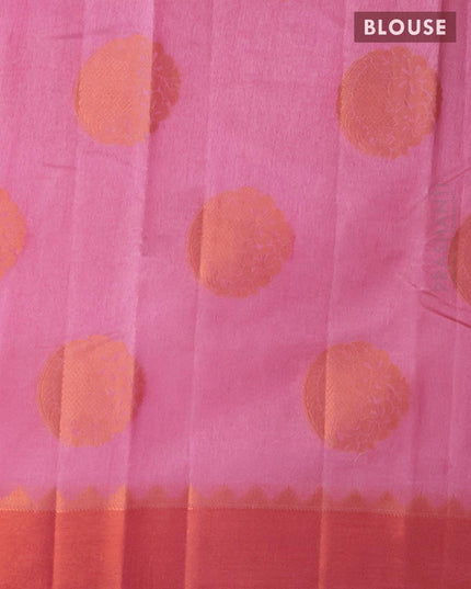 Semi raw silk saree mauve pink with copper zari woven buttas and copper zari woven border - {{ collection.title }} by Prashanti Sarees