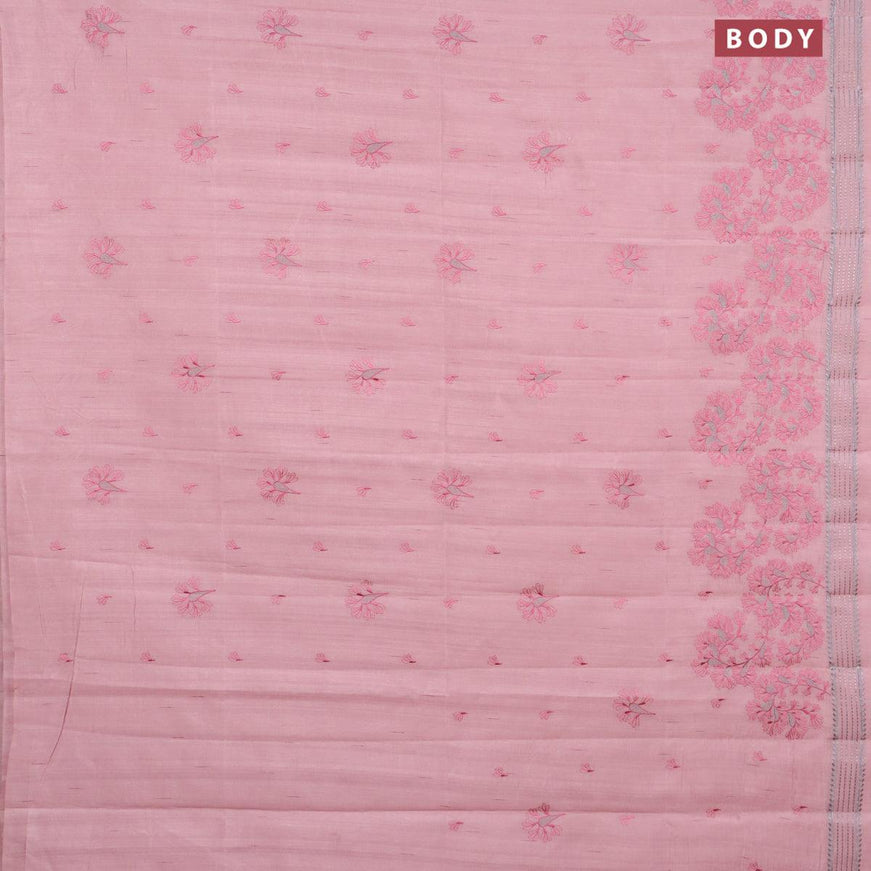 Semi raw silk saree mauve pink with embroidery work buttas and zari woven border - {{ collection.title }} by Prashanti Sarees
