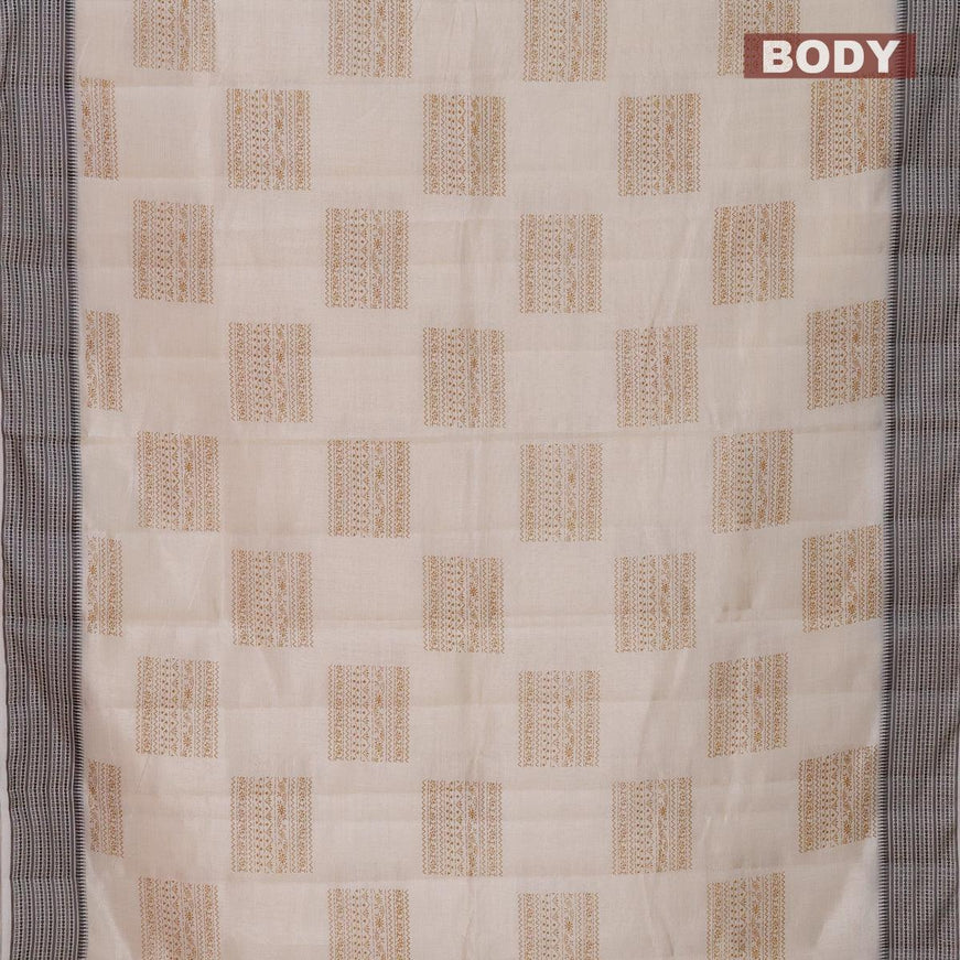 Semi raw silk saree off white and grey with box type butta prints and thread woven border - {{ collection.title }} by Prashanti Sarees