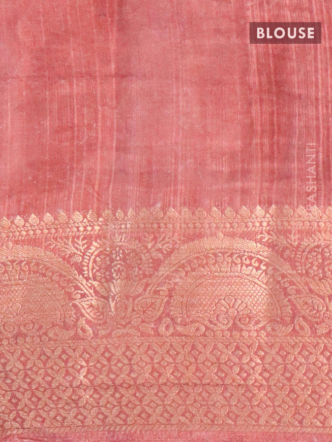 Semi raw silk saree pastel brown shade with allover zig zag prints and zari woven border - {{ collection.title }} by Prashanti Sarees