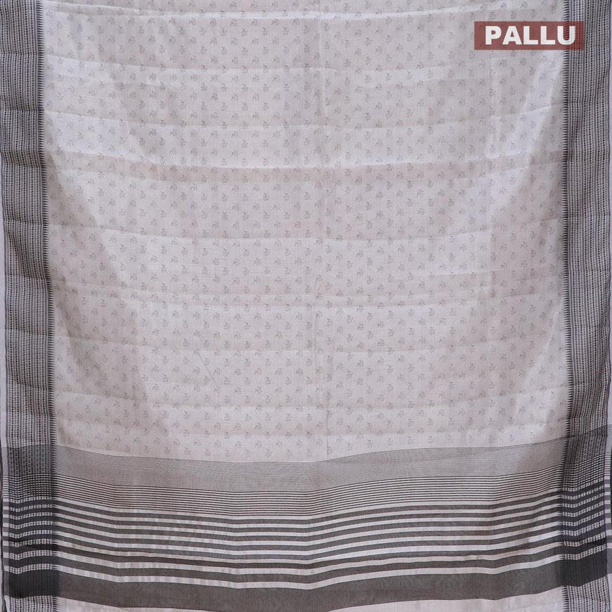 Semi raw silk saree pastel grey and dark grey with allover butta prints and thread woven border - {{ collection.title }} by Prashanti Sarees