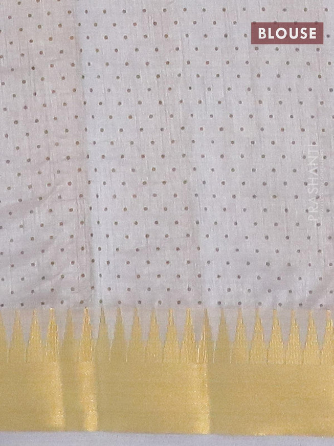 Semi raw silk saree pastel grey with allover butta prints and temple design zari woven border - {{ collection.title }} by Prashanti Sarees