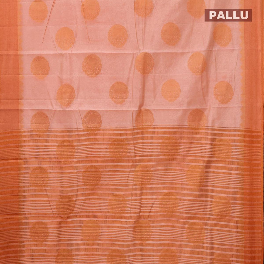 Semi raw silk saree pastel peach with copper zari woven buttas and copper zari woven border - {{ collection.title }} by Prashanti Sarees