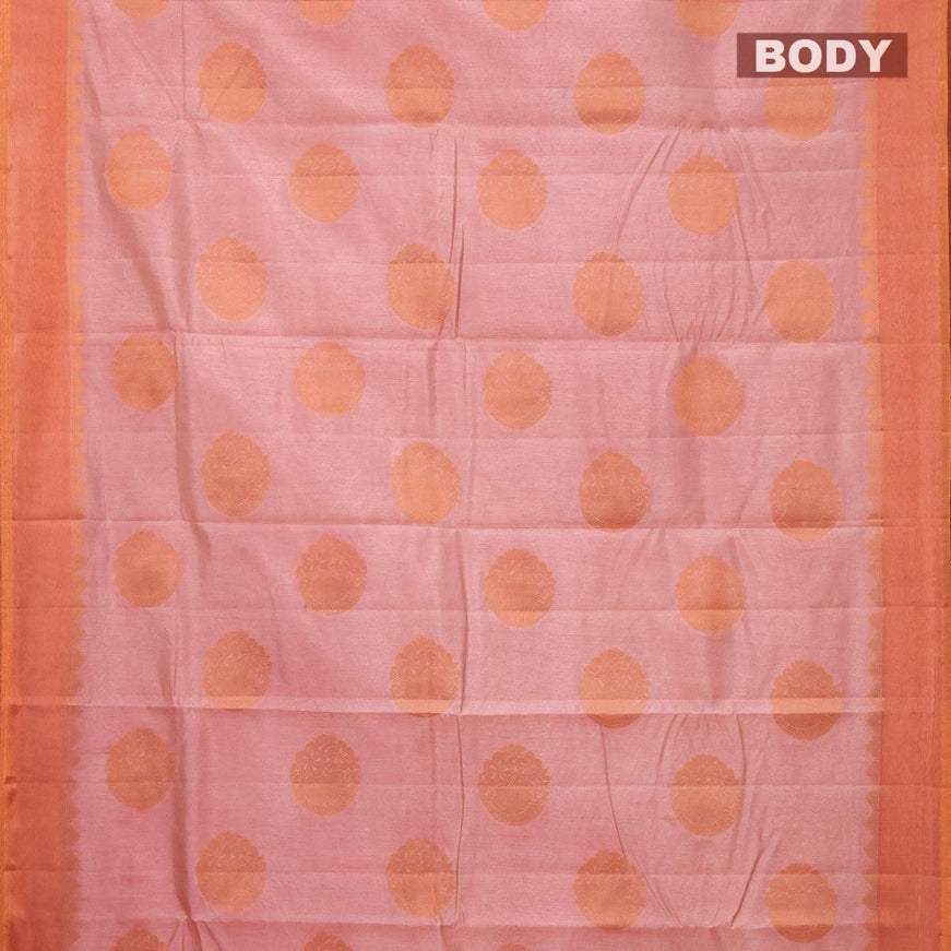 Semi raw silk saree pastel pink with copper zari woven buttas and copper zari woven border - {{ collection.title }} by Prashanti Sarees