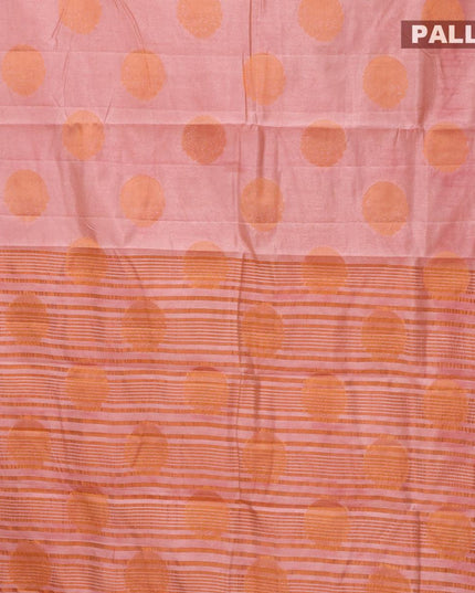 Semi raw silk saree pastel pink with copper zari woven buttas and copper zari woven border - {{ collection.title }} by Prashanti Sarees