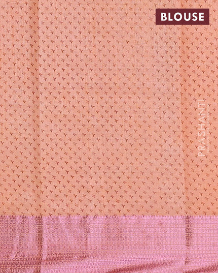 Semi raw silk saree peach orange with geometric butta prints and pink zari woven border - {{ collection.title }} by Prashanti Sarees